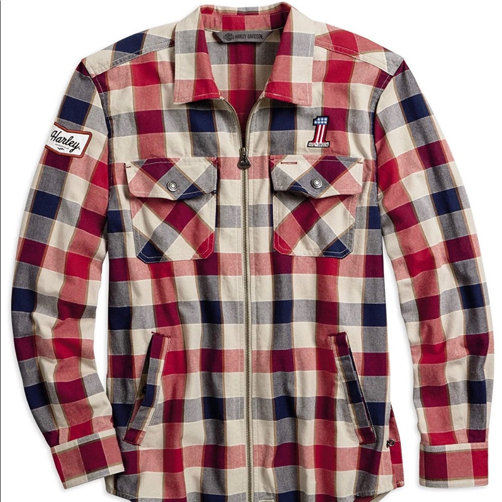 Official Harley-Davidson #1 plaid zippered LS.
